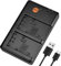 DSTE Fast Charging USB Dual battery Charger Compatible for Sony NP-FP50 NP-FP51 NP-FP70 NP-FP90 NP-FH50 NP-FH100 NP-FV50 NP-FV70 NP-FV100