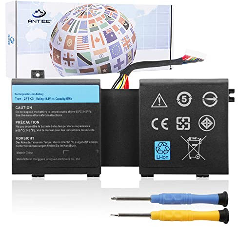 ANTIEE 86Wh 2F8K3 Notebook Batteria per Dell 17 R1 17X M17X-R518 R1 18X M18X-R3 Series Gaming Laptop 02F8K3 G33TT KJ2PX 0KJ2PX 0G33TT 0NU209 451-BBCB 14.8V 8cells