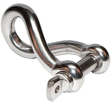 PRIOstahl Manille ronde - Boulons à visser - Connecteur de câble métallique - Manille torsadée M4 (22 mm x 8 mm) - Élément de connexion en acier inoxydable V4A - Pour eau salée, bateau, bateau
