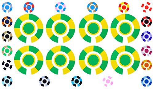Acclaim Lawn Bowls Identification Stickers Markers Standard 5.5 cm Diameter 2 Full Sets Of 4 Self Adhesive Segmented Two Colour (Green/Yellow)