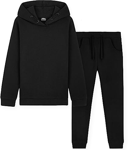 CityComfort Ensemble Fille - Jogging Enfant Fille Sweat à Capuche et Legging Sport (Noir, 7-8 ans)
