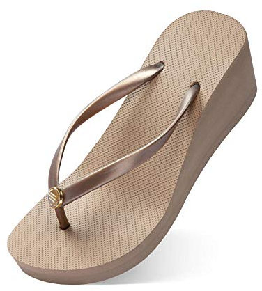 MedusaABCZeus Scarpe da Spiaggia e Piscina,Infradito con Zeppa, Sandali alla Moda con Plateau-Oro Rosa_36,Sandali Infradito