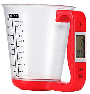 Chiatai Kitchen Measuring Jug, Electronic Weighing Food Baking Digital Measuring Cup Scale Device With LCD Display Red