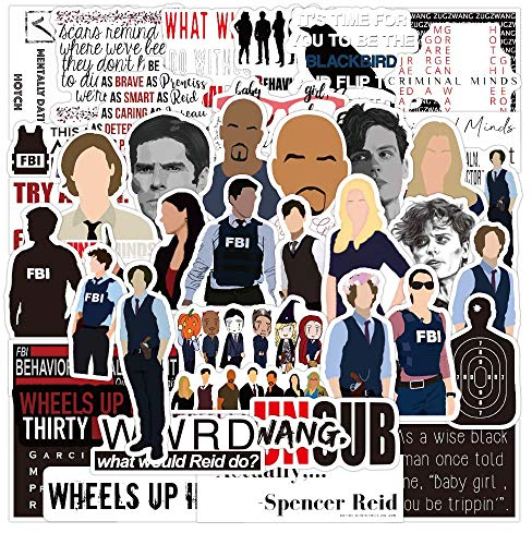 Criminal Minds TV Show Stickers 50Pcs, Vinyl Waterproof Merchandise Decals for Laptop Water Bottles Computer Bumper Car Bike Hard Hat, Graffiti Patches for Men Women Kids Teens Adults