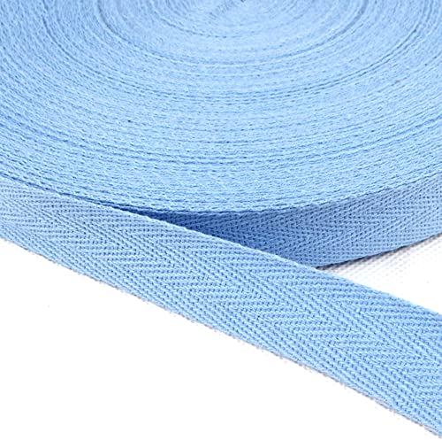 Baumwolle Schrägband,25 Yards x 20mm Einfassband Köperband Nahtband Baumwollband Textilband Fischgrätenband Köperband Wimpelband Twillband Webbing Band für Schneidern DIY-Nähen Basteln,Hellblau B