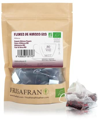 FRISAFRAN | Fiori di Ibisco Bio 30Un | 60g | naturale | tisane a freddo | essiccato | Fiore della Giamaica | Tè all'ibisco aromatico | Acqua giamaicana | Detox | infusi | Karkade Infuso | Drenante