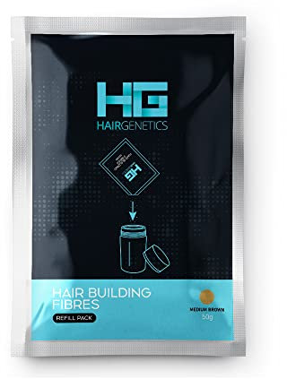 Hair Genetics Advanced Hair Building Fibers Paquete de recambio grande de 50 g (marrón medio)
