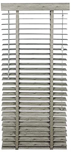 PVC Venezianische Jalousie in Holzoptik 50 mm Lamellen, Verschiedene Größen, Sonnenschutz für Fenster mit Bohrung, Grau, 110x240cm