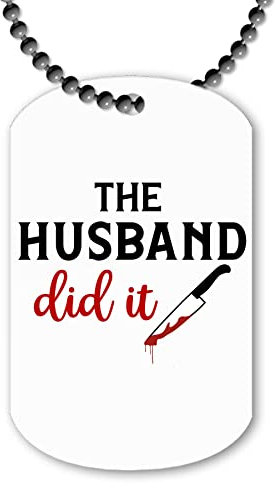 Miammo The Husband did it (Style Two) Bloody Knife True Crime Fan Statement Ball-Chain Pendant - Dog tag Style Necklace