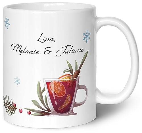 GRAVURZEILE personalisierte Tasse mit Weihnachtsmotiv - Mädels Glühwein - personalisiert mit Name - Geschenke für Frauen - Mikrowellengeeignet - Geschenk zu Wichteln Weihnachten - Weiß