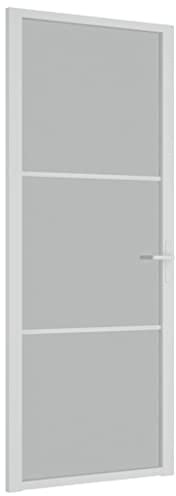 Bussandri Exclusive - Innentür 83x201,5 cm Weiß Mattglas und Aluminium
