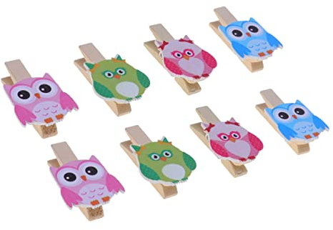 jojofuny 8 Stück Holzklammern Eulen Cartoon Fotoclips Für Dekoration Und Basteln Stabile Fotohalter Für Büro Und Zuhause