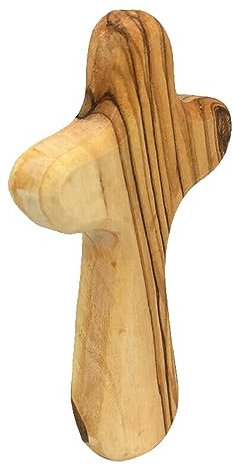 Cruz de oración de Mano Decoración de Cruz de Madera de Olivo, Palma aferrada, Regalo religioso, Cruz de Bolsillo de para