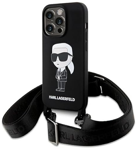 KARL LAGERFELD KLHCP15LSCBSKNK Hülle für iPhone 15 Pro 6.1 hardcase Schwarz Crossbody Silicone Ikonik