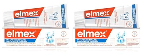 elmex Zahnpasta Intensivreinigung 50 ml – speziell für glatte und natürlich weiße Zähne – verlängert den Effekt einer professionellen Zahnreinigung (Packung mit 2)