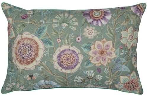 PiP Studio Dekokissen Viva Las Flores Grün Blüten Blumen Blätter Beeren Stiele Zweige Wendeoptik Geblümt Floral, Größe:45 x 70 cm