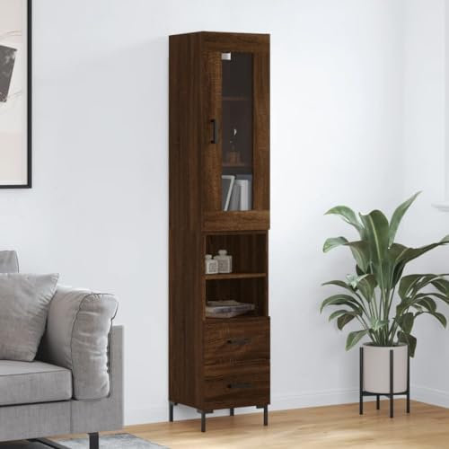 CBLDF Highboard Braun Eiche 34,5x34x180cm Holzwerkstoff