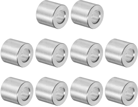 sourcing map 10Pcs Espaciador de Aluminio 5mm de Diámetro Interno 10mm de Diámetro Externo 10mm de Longitud Acabado Liso Espaciador Redondo para Tornillos Pernos y Barras M5