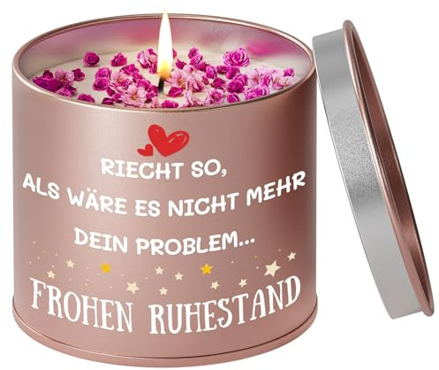 PRSTENLY Renteneintritt Geschenk Frau, 9OZ Lavendel Duftkerze | Ruhestand Geschenk Frauen, Rentner Renteneintritt Abschied Geschenke für Frau Freundin Mama Oma Schwester Kollegin