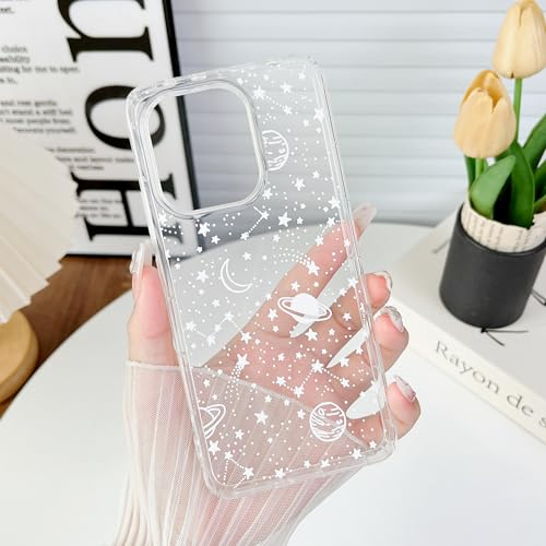 ZTOFERA Durchsichtig Hülle Kompatibel mit Xiaomi Redmi Note 13 4G(Nicht für 5G), Flexibel Weiches Silikon Handyhülle mit Planeten Sterne Universum Muster Schutzhülle Stoßfest Bumper Cover, Weiß Sky