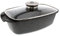 Pradel Excellence - PCUI001033 - Plat à Four en Fonte d'Aluminium Premium 36,5x23x6,6cm - Couvercle Verre - Revêtement Anti-Adhésif Façon Pierre - Tout Feu, Noir