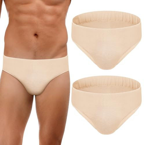 Bunnycool 2 Stück Herren Vollbesatz-Tanzgürtel, elastische Tanzunterwäsche für Herren, Slip für Herren, Ballett, Cosplay, Nude, Large