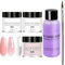 Acrylic Nail Kit,3 Colors Acrylic Nail Powder Set for Nail Acrylic Extension Acrylic Powder with Acrylic Nail Brush Set,Pink Nude Clear Acrylic Nail Set,Nail Carving