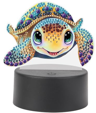 Starnearby DIY Diamond Painting Schildkröte Deko, 5D Diamant Painting Kreative Nachtlicht Bastelset Diamantmalerei Kunst Set, Ornamente Geschenke für Mädchen (Meeresschildkröte)