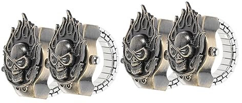 SAFIGLE 4 Stück Uhr mit Diamantring geldgeschenke weihnachten für bff zu weihnachten Kreativer Ring funky Punk-Ringe Skelettuhr lässige Fingeruhr Retro-Fingeruhr Zinklegierung