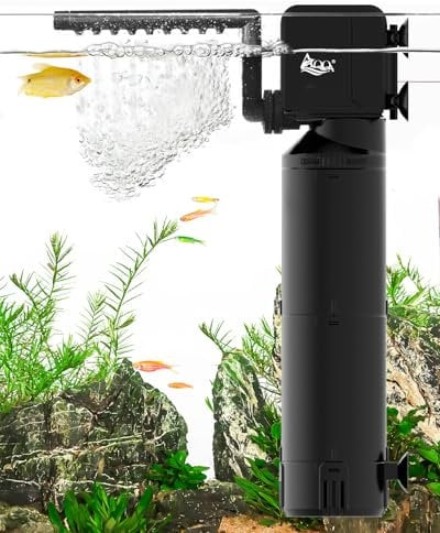 AQQA Fish Tank Filter, 1400L/h Strong Flow Aquarium Filter, Ultra Quiet Adjustable Fish Tank Filter Pump for 200-680L Tank