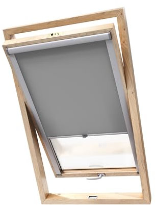 Stylo Verdunkelungsrollo für Dachfenster – für FAKRO-Fenster - 100% Verdunkelung - Aluminium für FAKRO-Fenster – Thermoisolierung – Mechanismus – Sonnenschutz FAKRO 66/118 Grau