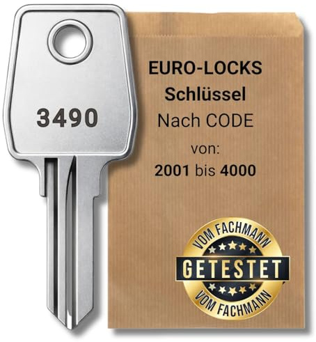 bayesen Ersatzschlüssel Nachschlüssel - Präzise gefräst & kompatibel für Euro-Locks (Code 2001 bis 4000) - passend für Möbel-, Spind-, Schrank- und Briefkastenschlösser [Code 2233]