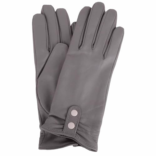 SNUGRUGS Womens Genuine Soft Leather Gloves, Piping and Contrast Button Detail