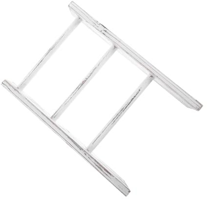 BEBEMOKO Toallero de escalera pequeña para baño, decoración rústica de granja, color blanco