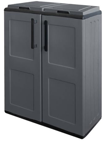 Intec - Cubo de basura de clasificación selectiva con 2 bolsas para mueble de altura media 68 x 37 x 84 cm, 2 anillas de soporte de bolsa 2 puertas