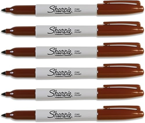 Sharpie Permanentmarker, feine Spitze, Braun, 6 Stück