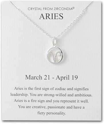 Philip Jones Sternzeichen Widder Halskette und Zitat Karte mit Zirkonia-Kristallen