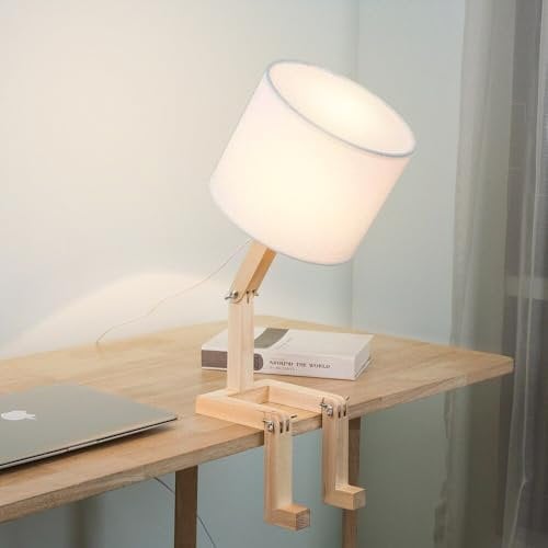 TONGNIDA Bedside Lamps Wooden Robot Led Table Lamp with Adjustable Shape,Cute Kids Desk Reading Lamp for Study,Creative Table Lamps for Bedroom Used to Place Books and Mobile Phones