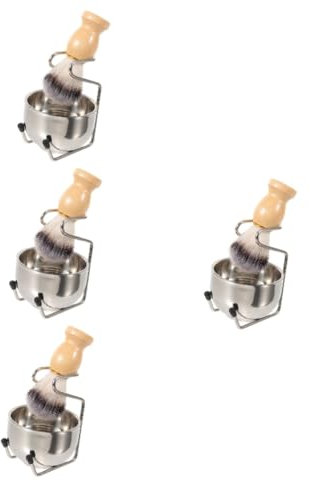 Ipetboom 4sätze Männliches Rasierpinsel-set Mit Schaum-schale Und Traditionelles Rasier-set Für Gründliche Haarpinsel Und Praktischem Zubehör