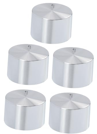 Sewroro 5 Pièces Boutons de Commande en Alliage D'aluminium Argentés pour Cuisinière à Gaz, Remplacement Solide, Finition Soignée, Adaptés pour Plaques de Cuisson et Fours