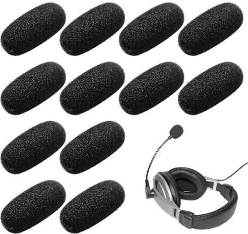 JIYIN 12 Stück Ersatz-Windschutz Für Mikrofon und Headset, Mikrofon Schaumstoff Windschutzscheibe für Unterricht, Bühnenperformance, Treffen