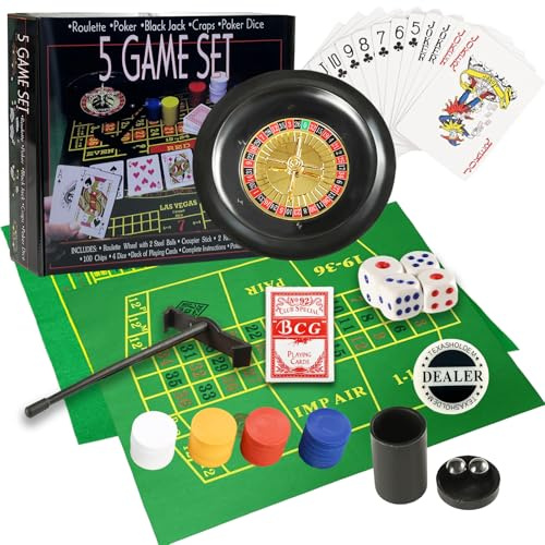 IIDEA Professionelles Roulette-Rad Set 10 Zoll mit 100 Chips, 3 Spielmatten, Ball und Rechen