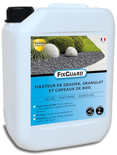 Guard Industrie FixGuard - Liant fixateur de Graviers, Galets, Copeaux pour Ne Plus Ratisser- Fixe 3 Ans Les Pierres détachées - Résiste souffleur Feuille - 5L - Traite 10m² - sans Solvant