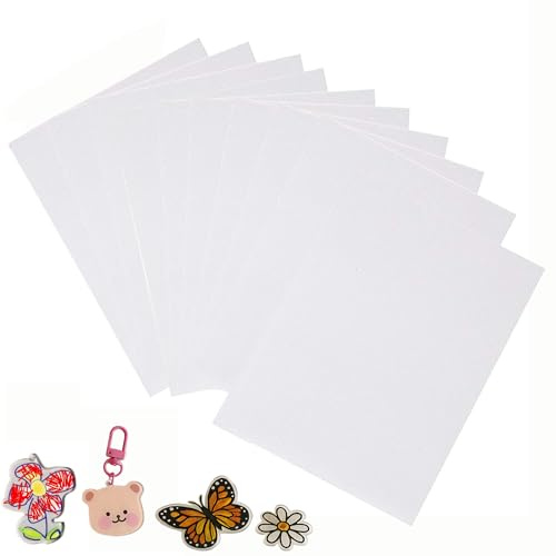 10Pcs Shrink Plastic Sheets, 0.3mm Translucent Heat Shrink Paper, A5 | Frosted Shrink Art Paper for Keyrings, Jewellery, Bookmarks and Pendants DIY Crafts