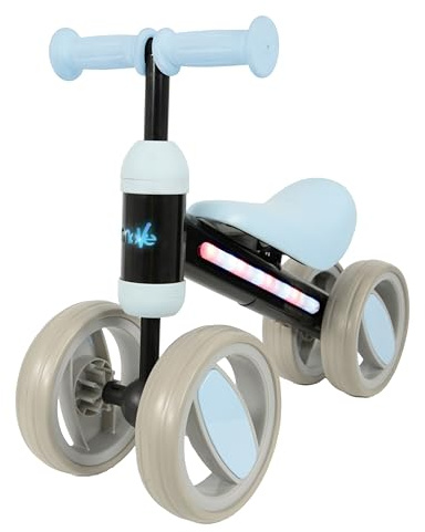 MoVe Bobble Light Up Ride On Quad Scooter | 4 Four Wheel Toy in Blue | Toddler Push Along Ages 1+ Flashing