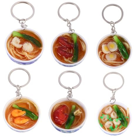 BESPORTBLE 1set Blue and White Porcelain Noodle Keychain for Realistic Simulation Kitchen Decoration for Play Food and Role Play 6pcs