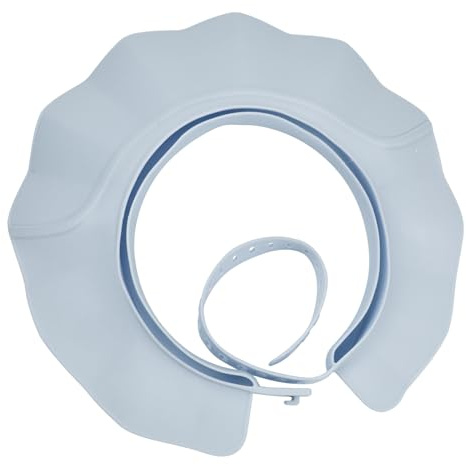 Cappello Doccia Bambini Proteggi Occhi e Orecchie Silicone Regolabile Cuffia Doccia Visiera Shampoo Bambini (Blu)