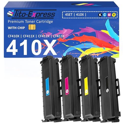 410X 410A XL Kompatibel für Toner HP Color LaserJet Pro M452 M452dn M452dw M452nw MFP M377dw M477fdn M477fdw M477fnw M477 für HP CF410X CF411X CF412X CF413X Set Schwarz, Magenta, Gelb, Cyan 4er-Pack