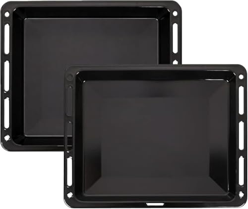 ICQN Backblech Set 460 × 375 × 30 & 60 mm, Kompatibel mit Bauknecht, Indesit, Whirlpool-Gruppe & Algor, Emaillierte Backbleche für Backofen & Herd