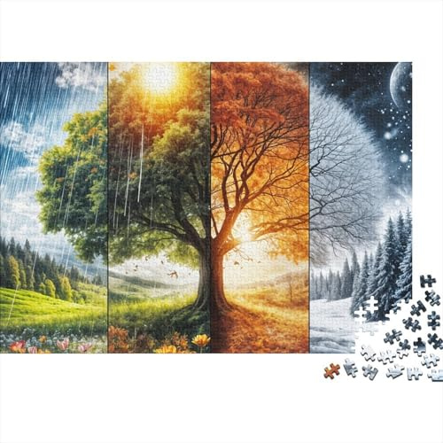 Jahreszeiten-Landschaftspuzzle, 1000 Teile, Klassisches Lernspiel, Vier-Jahreszeiten-Baum für Schulkinder, 52 x 38 cm / 1000 Teile